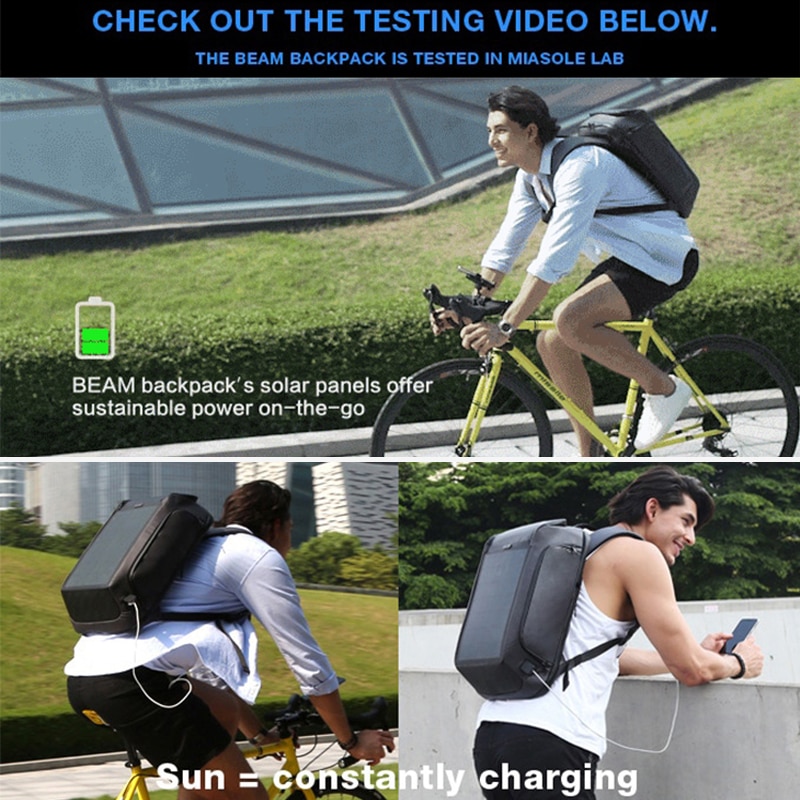 Unisex Laptop Backpack with Solar Panel